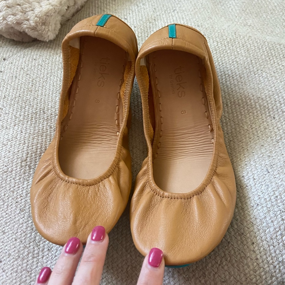 Tieks, camel color, size 8